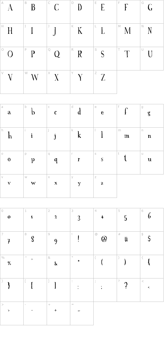 A Font with Serifs character map
