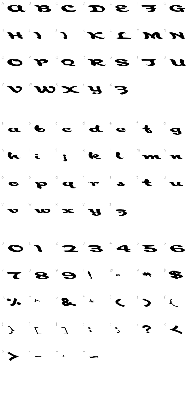 aborigianlkite91-regular-ttext character map