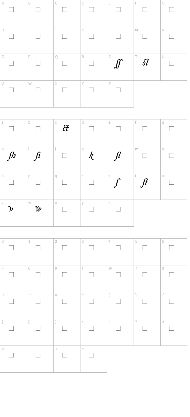 AdobeCaslonAlternate-SemiBold Italic character map