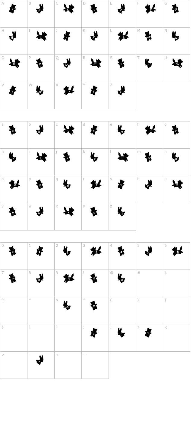 ani Font character map