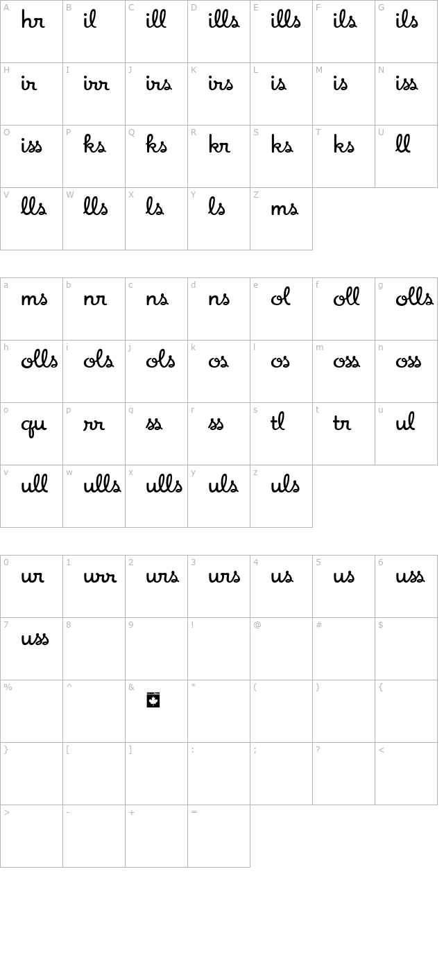Apricot - Ligatures Two character map