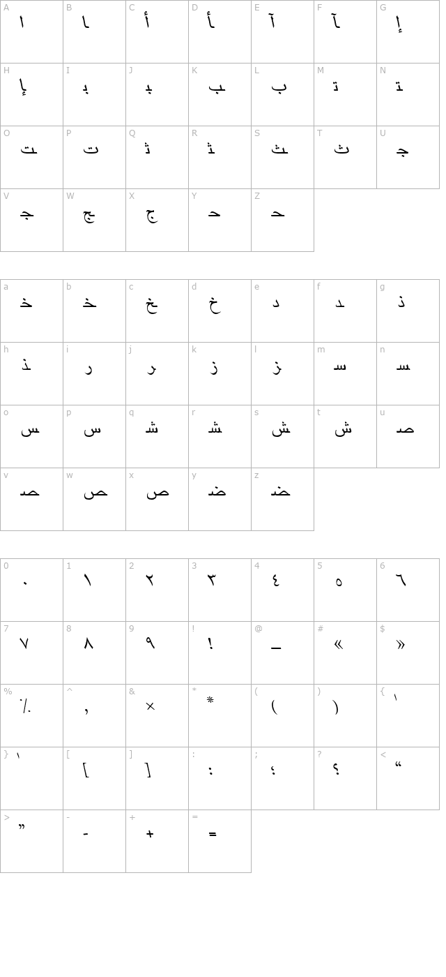 arabicriyadhssk-italic character map