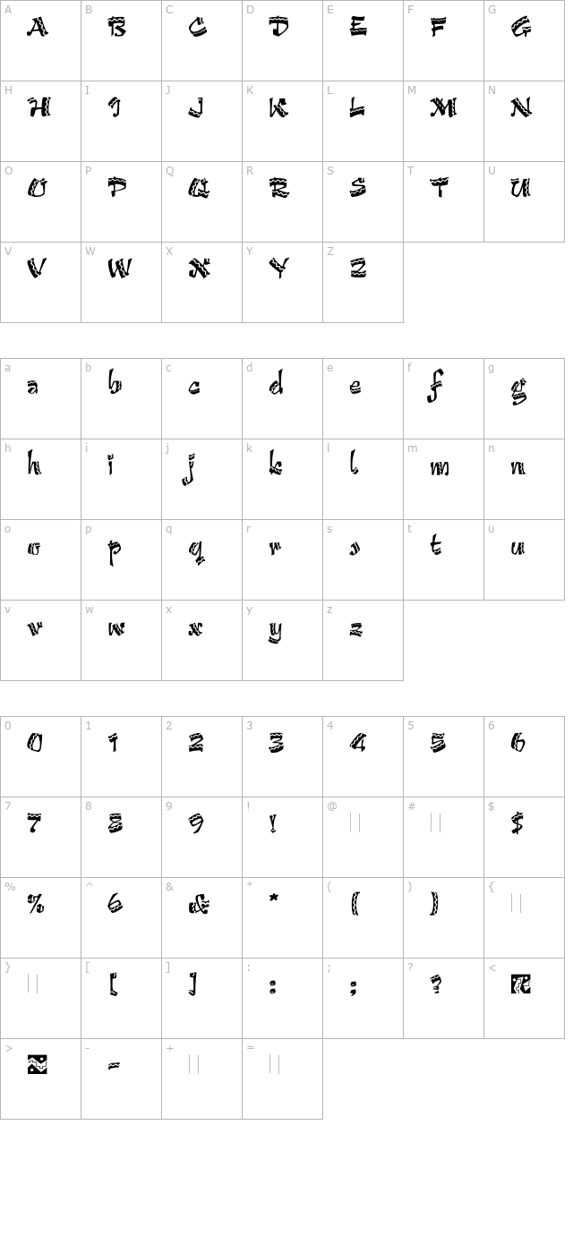 Arriba Arriba Plain character map
