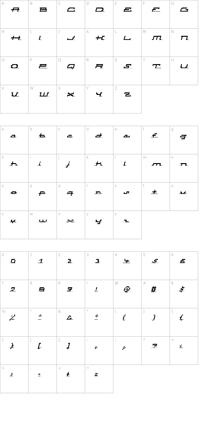 Atomic InlineScriptItalic character map
