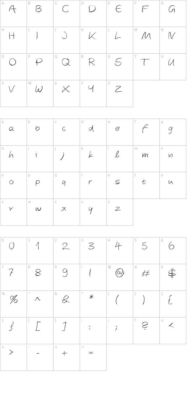 autographscriptef-light character map