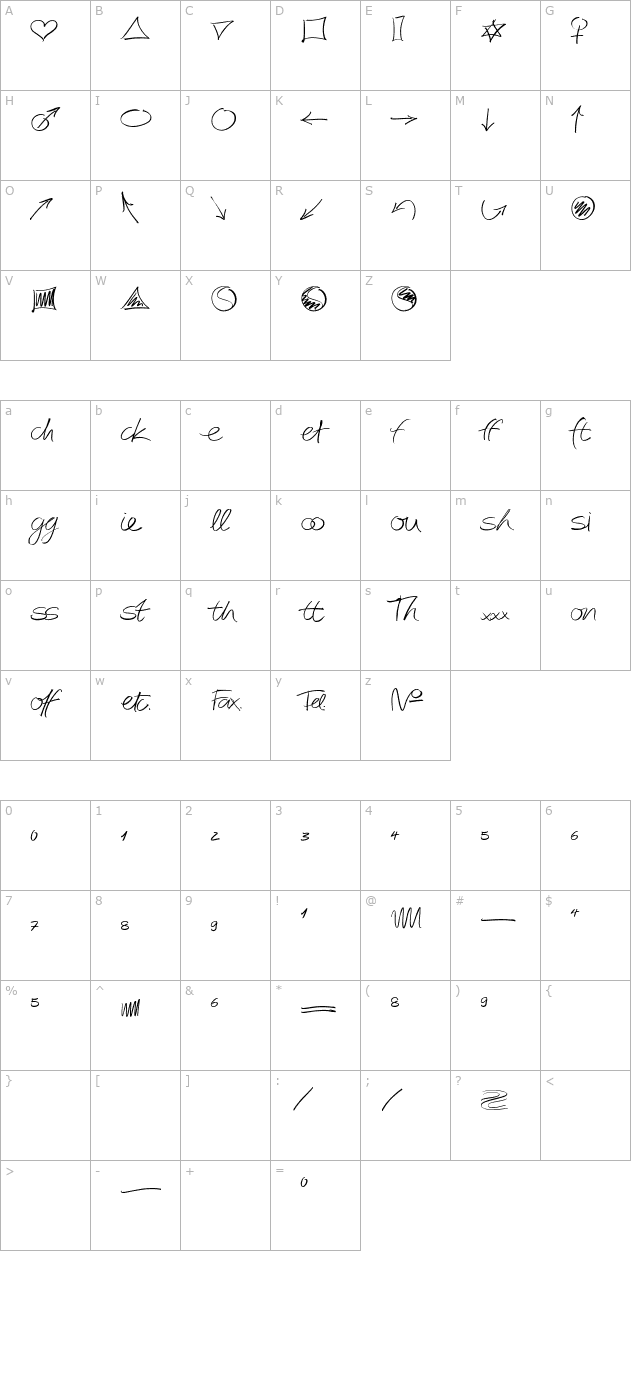 AutographScriptEF-LightExtra character map