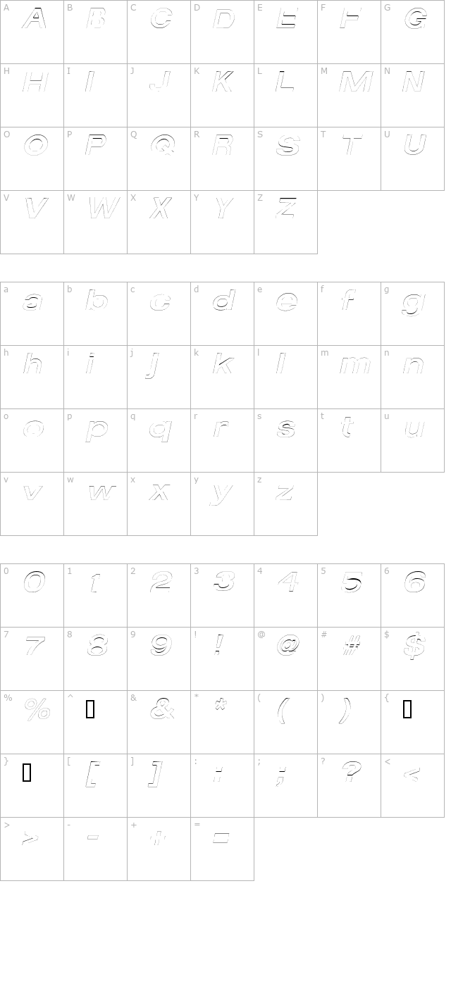 AverageOutline Italic character map