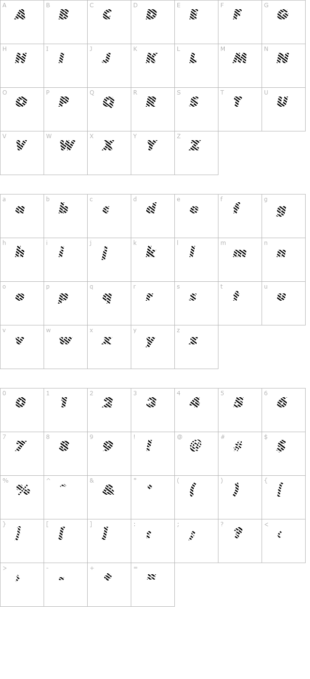 BarberPole Italic character map