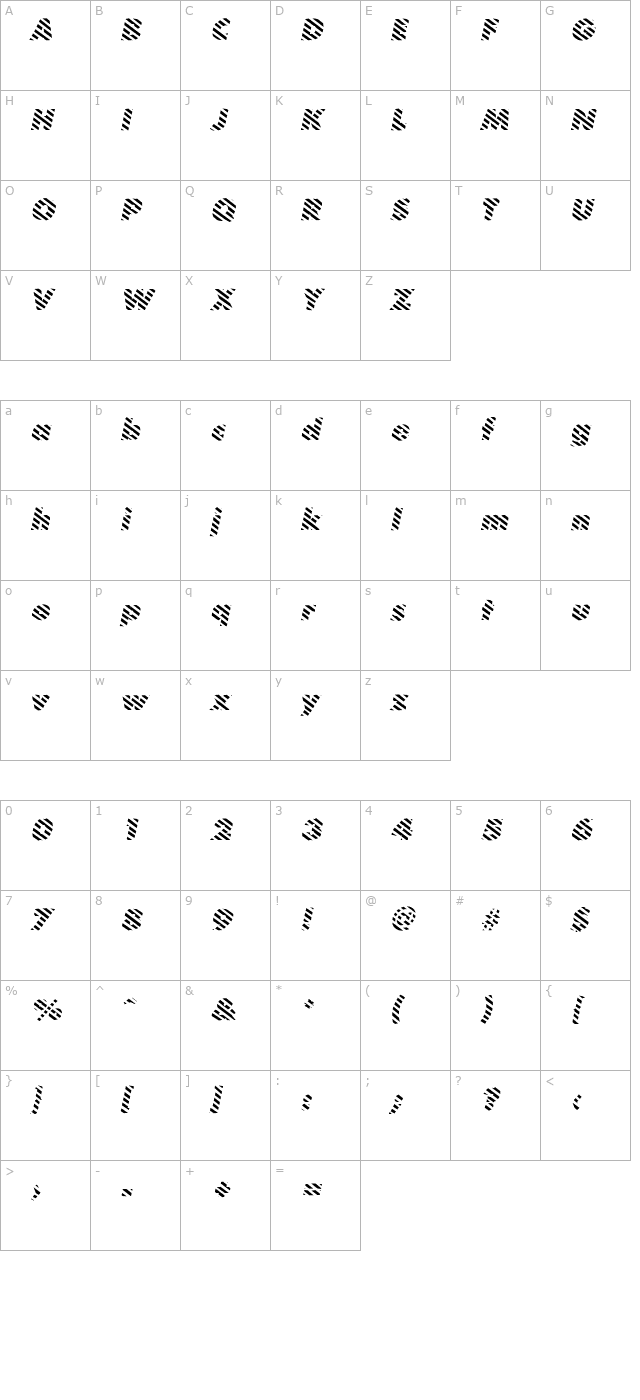 BarberPoleItalic Italic character map