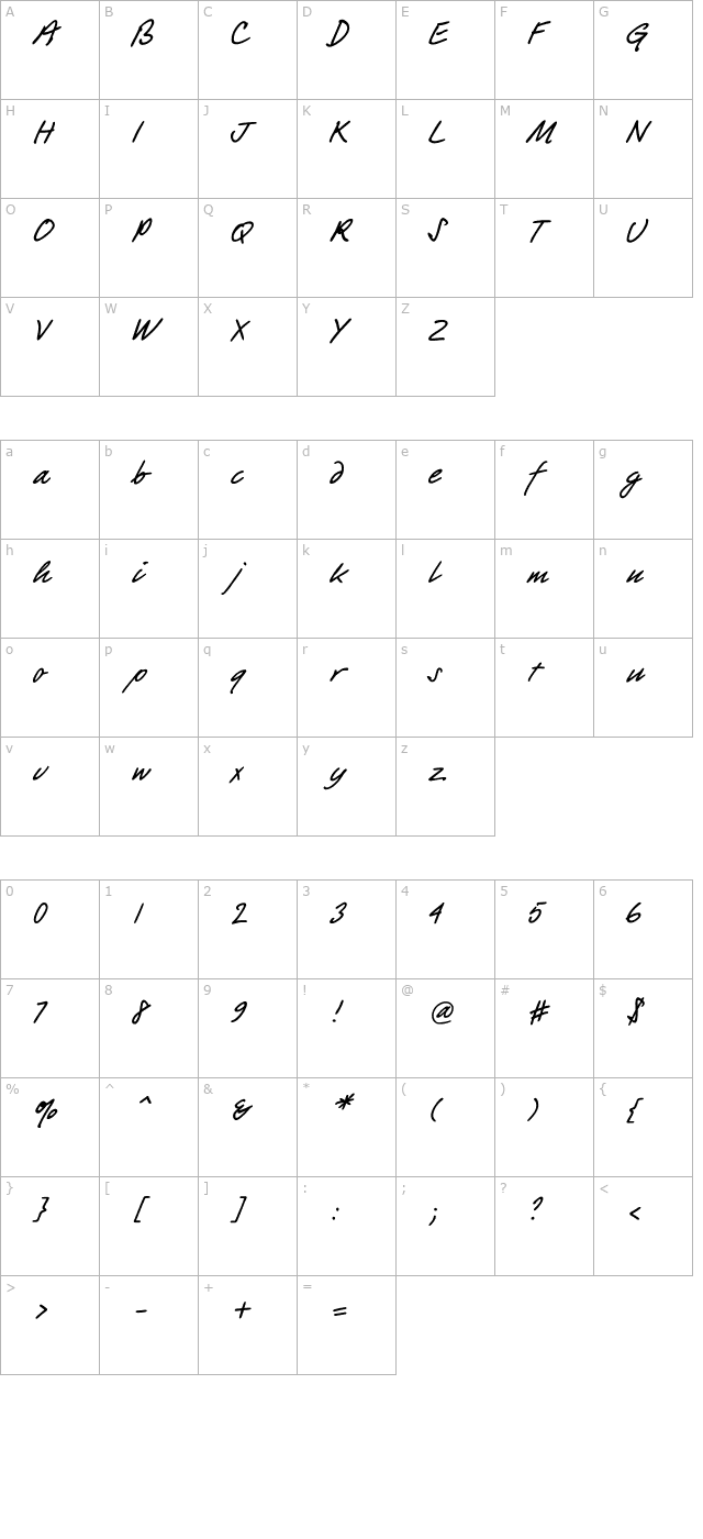 Barguzin Script character map