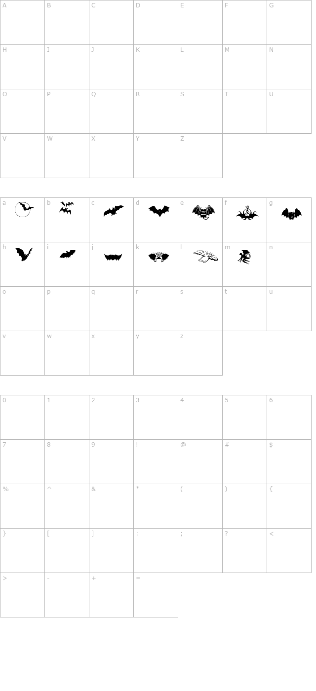 Bats-Symbols character map