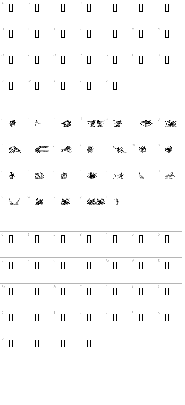 bird-stencil-design-ii character map