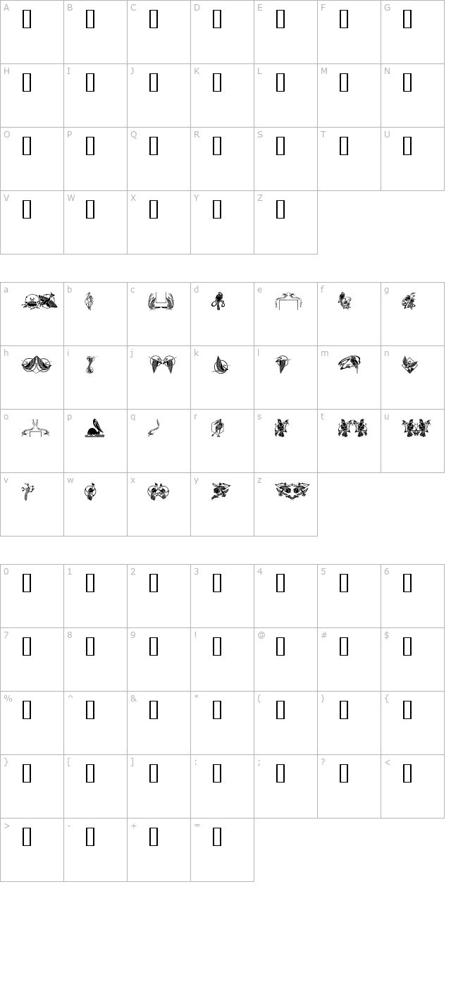 Bird Stencil Design character map
