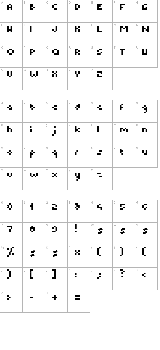 bm-pixel character map