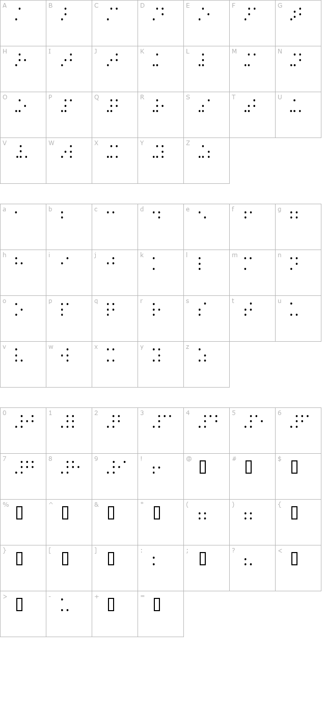 BrailleSH character map
