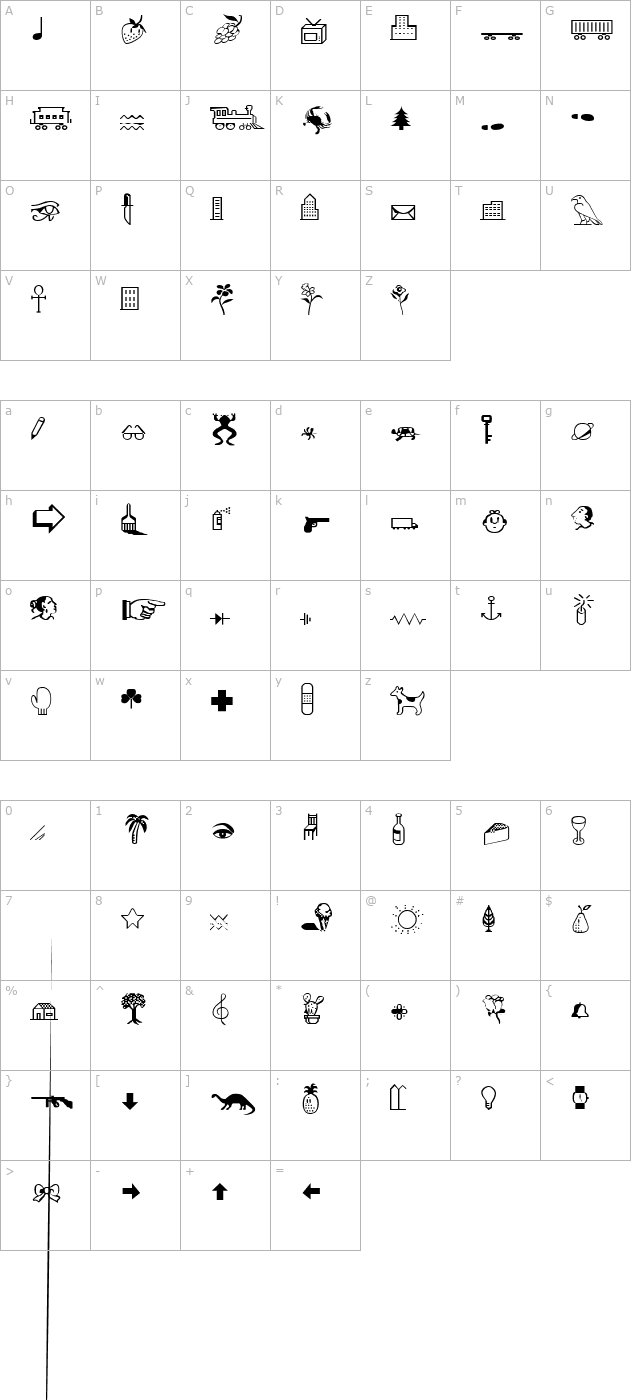 cairo-medium character map