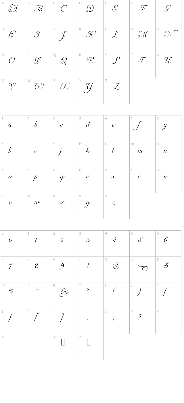 carl-beck-script character map
