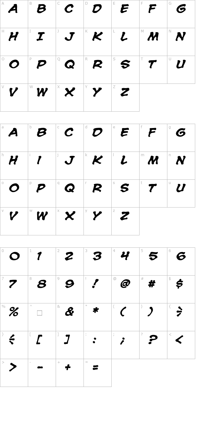 ccspookytooth-bold-italic character map