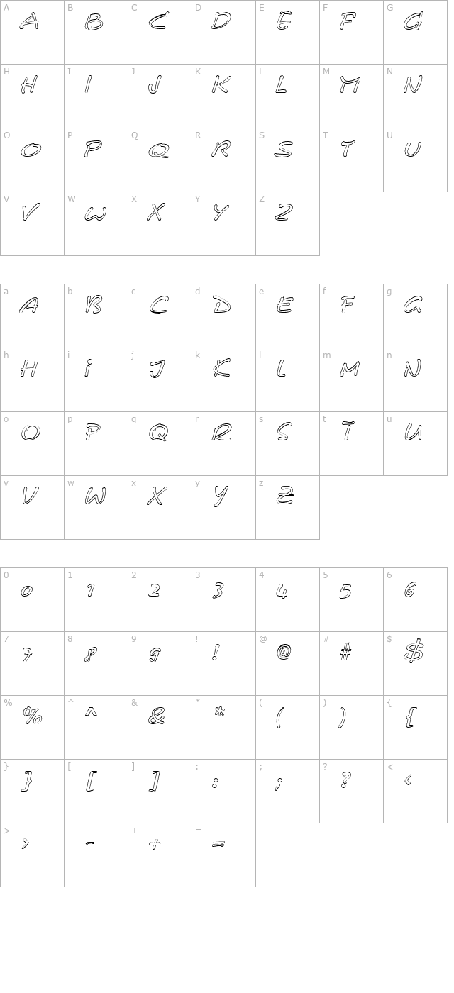 CerberixOutline-Italic character map
