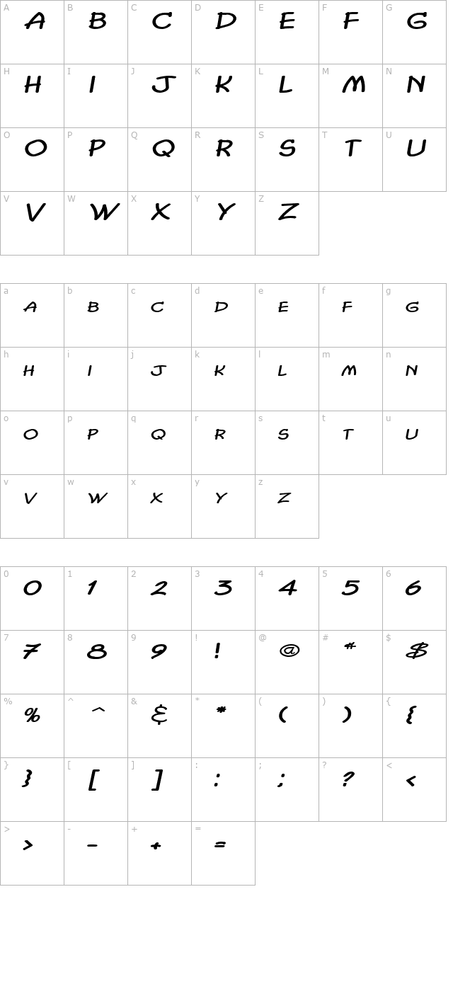 chasm-extended-italic character map