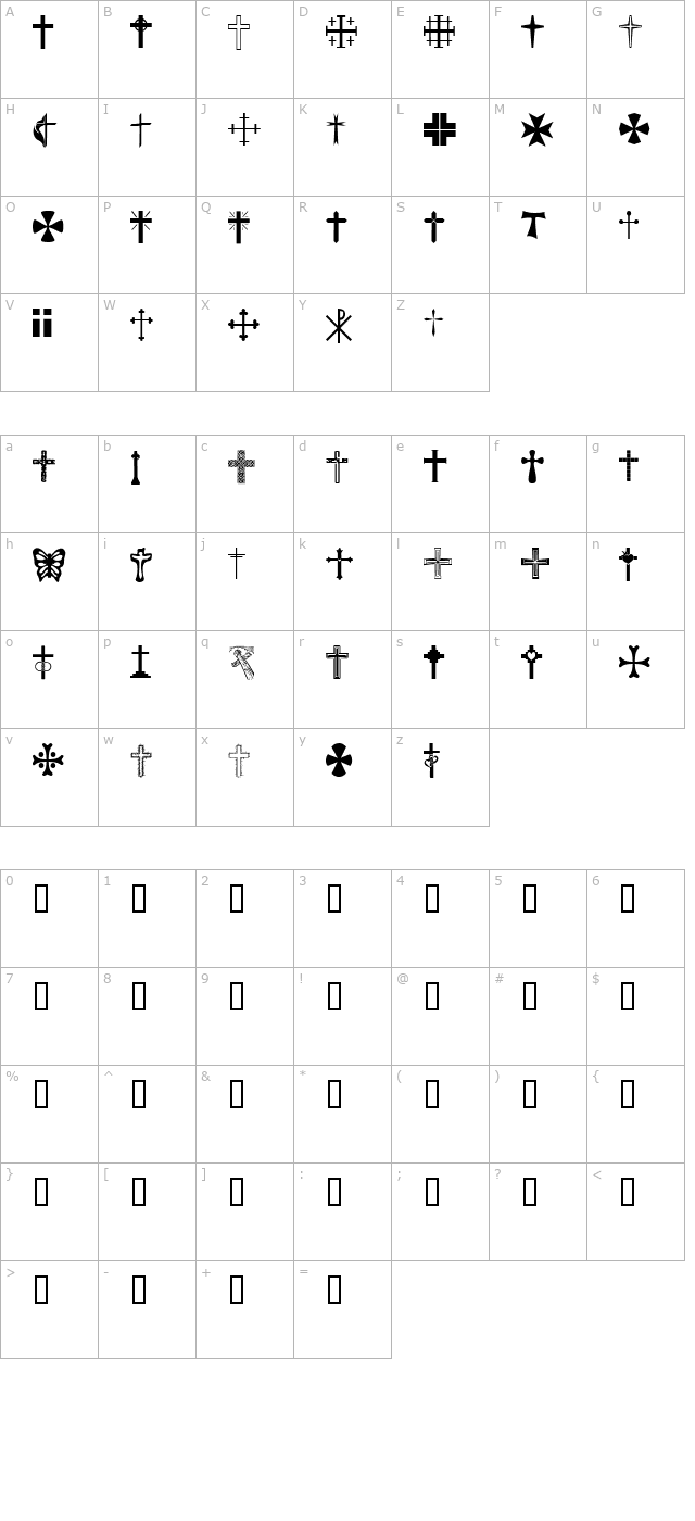 Christian Crosses character map