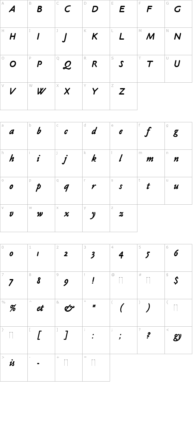 Claude Sans Bold Italic Plain character map