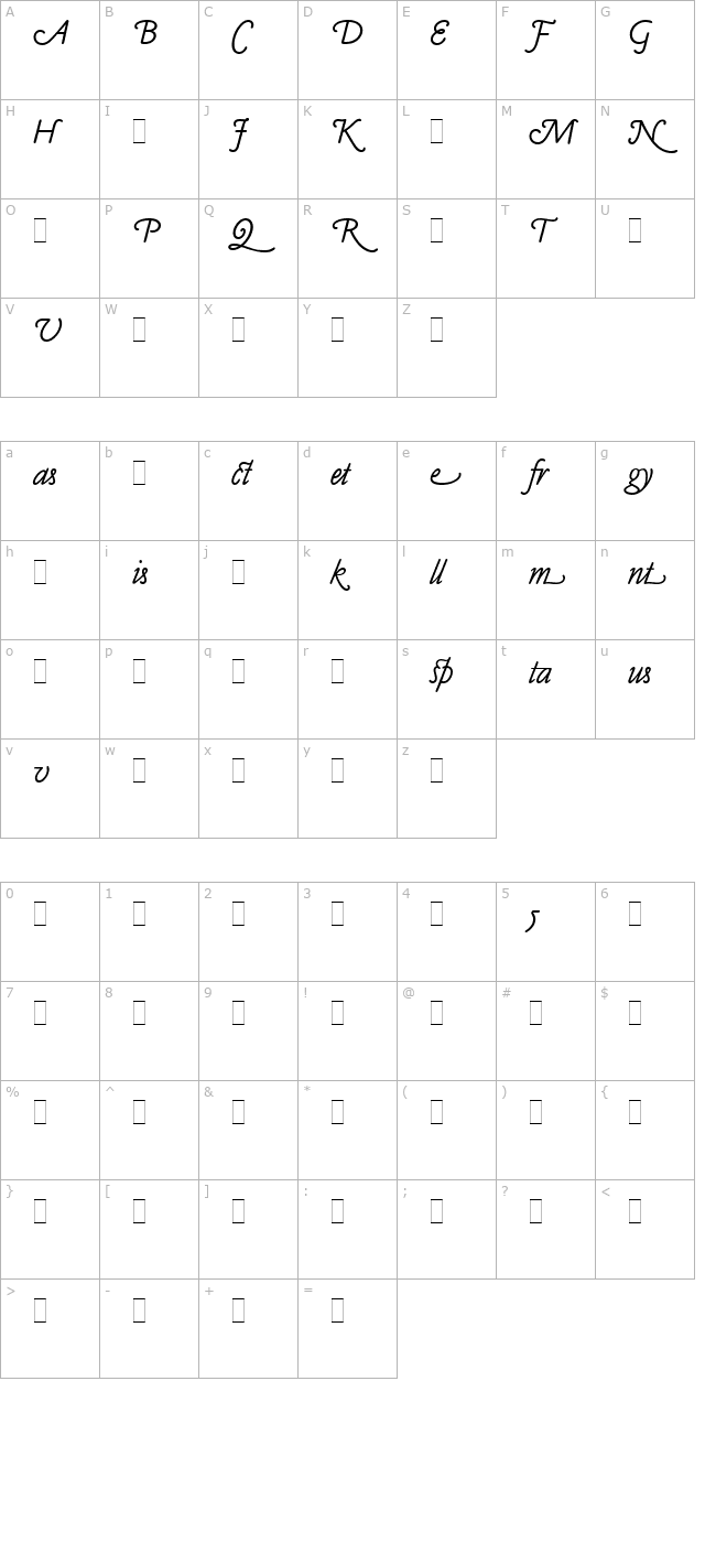 Claude Sans Italic Alts LET Plain1.0 character map