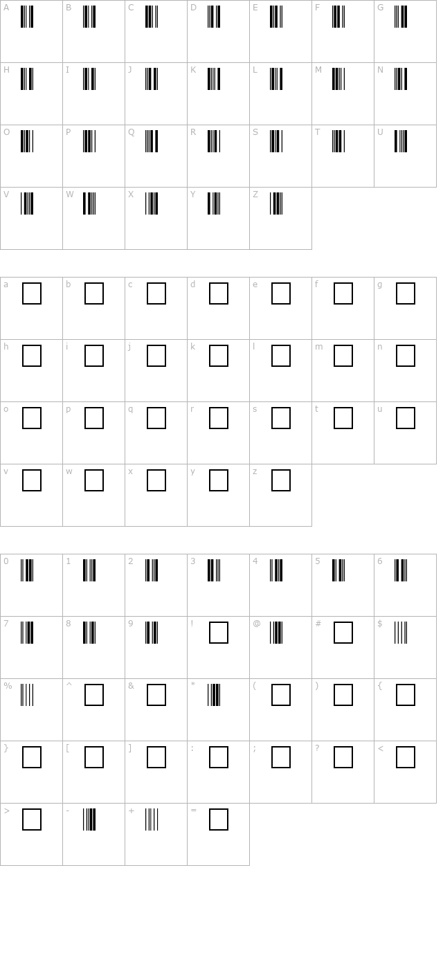 code-3-of-9 character map