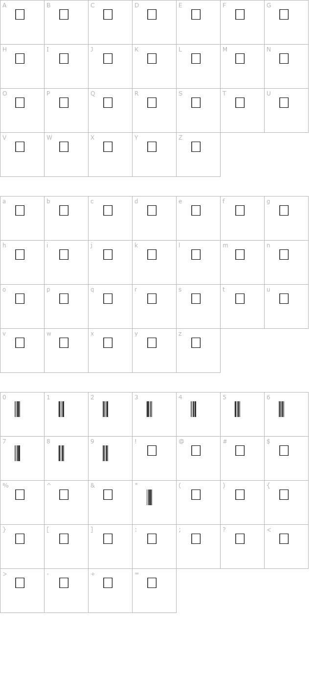 Code39-Digits character map