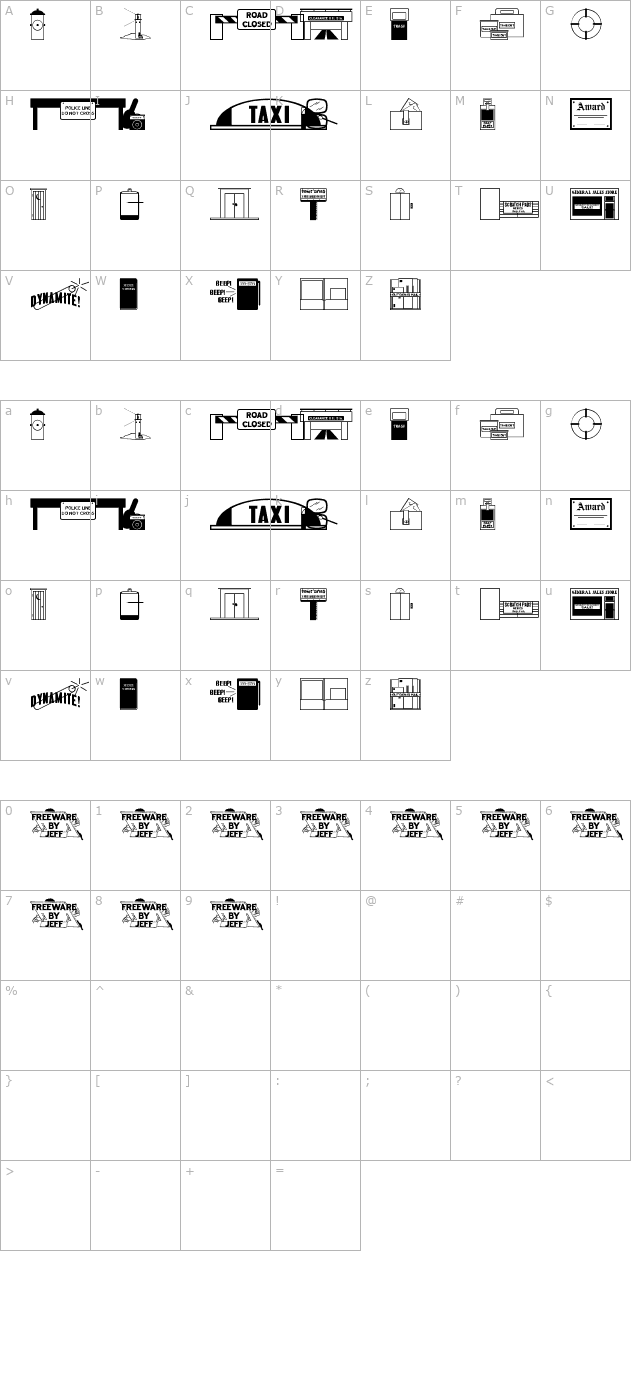 Collected Dings JL character map