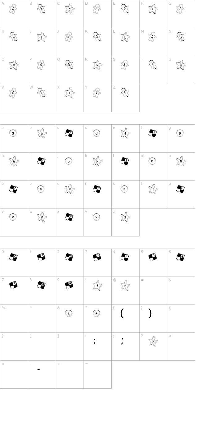 cookie-font character map