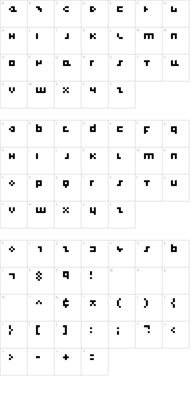 cool-three-pixels character map