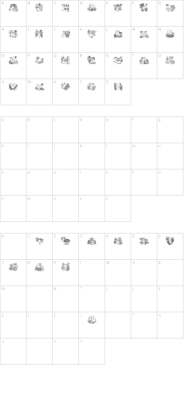Crayola Kiddy Font character map