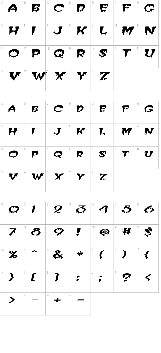 creeperextended-italic character map