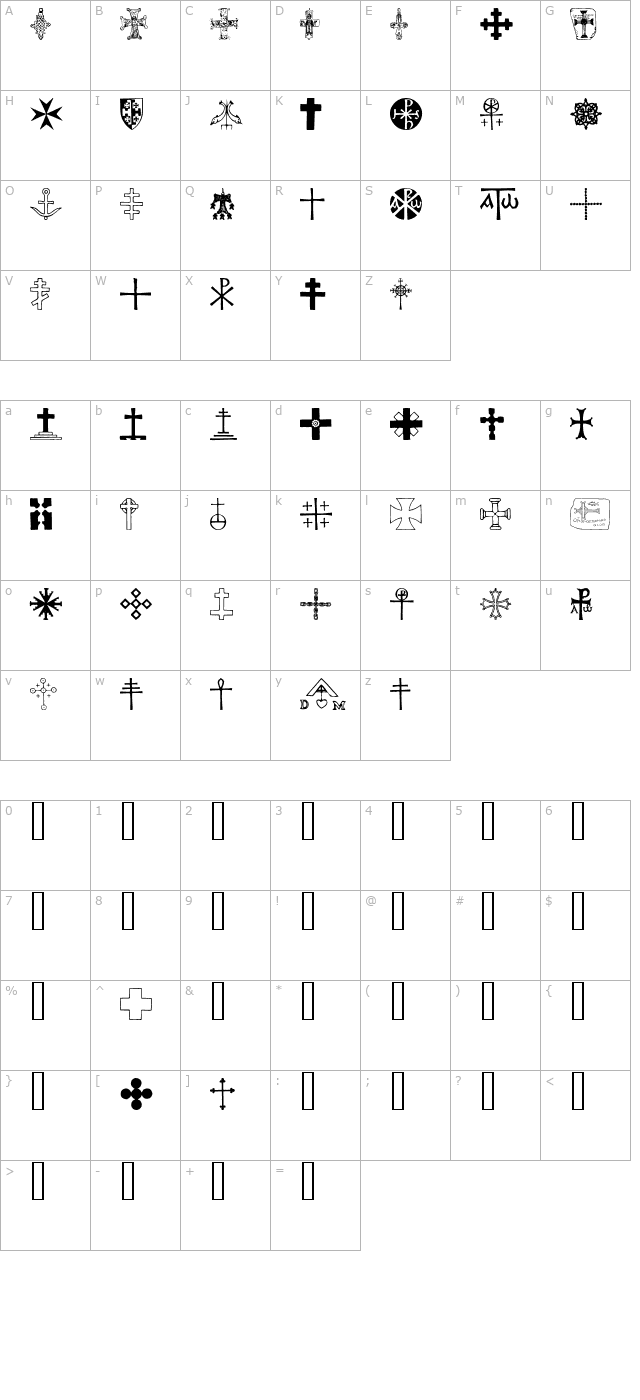 Crosses character map