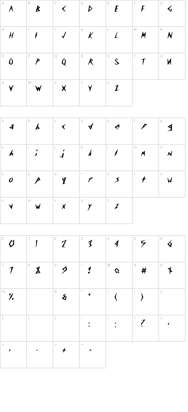 cuneifont-light-bold character map