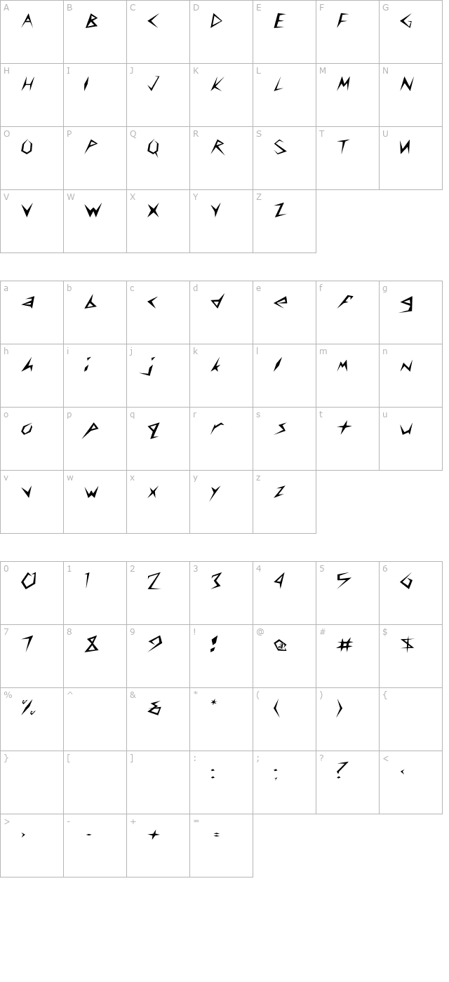cuneifont-light-wd character map