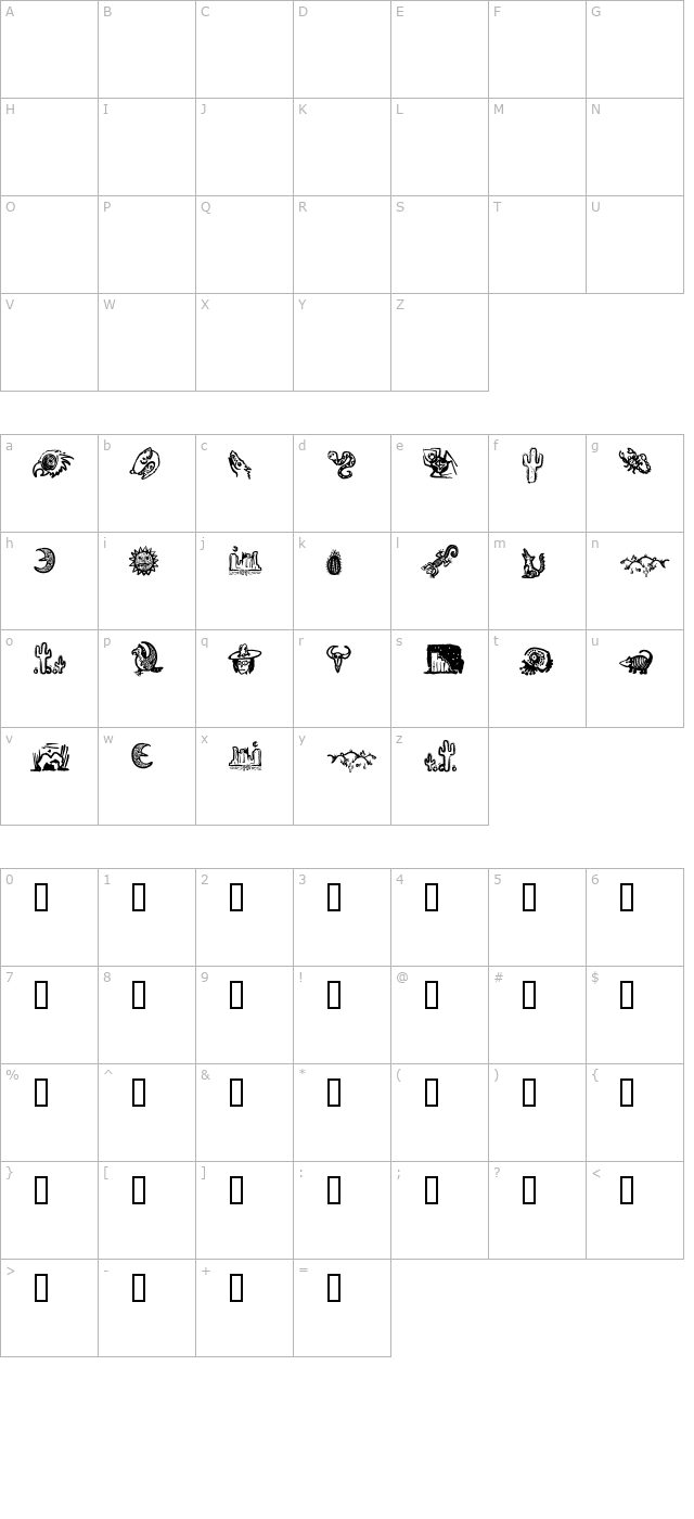 Death Valley Dingbats character map