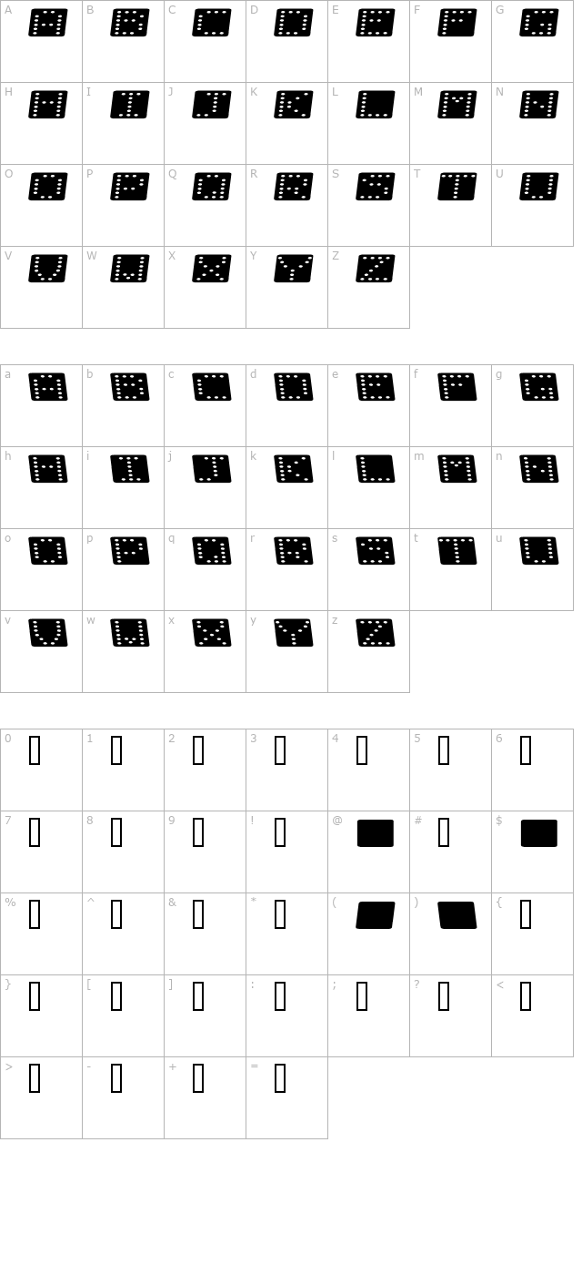Domino flad kursiv character map
