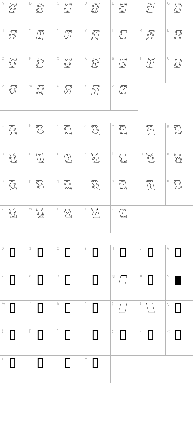 domino-normal-kursiv-omrids character map