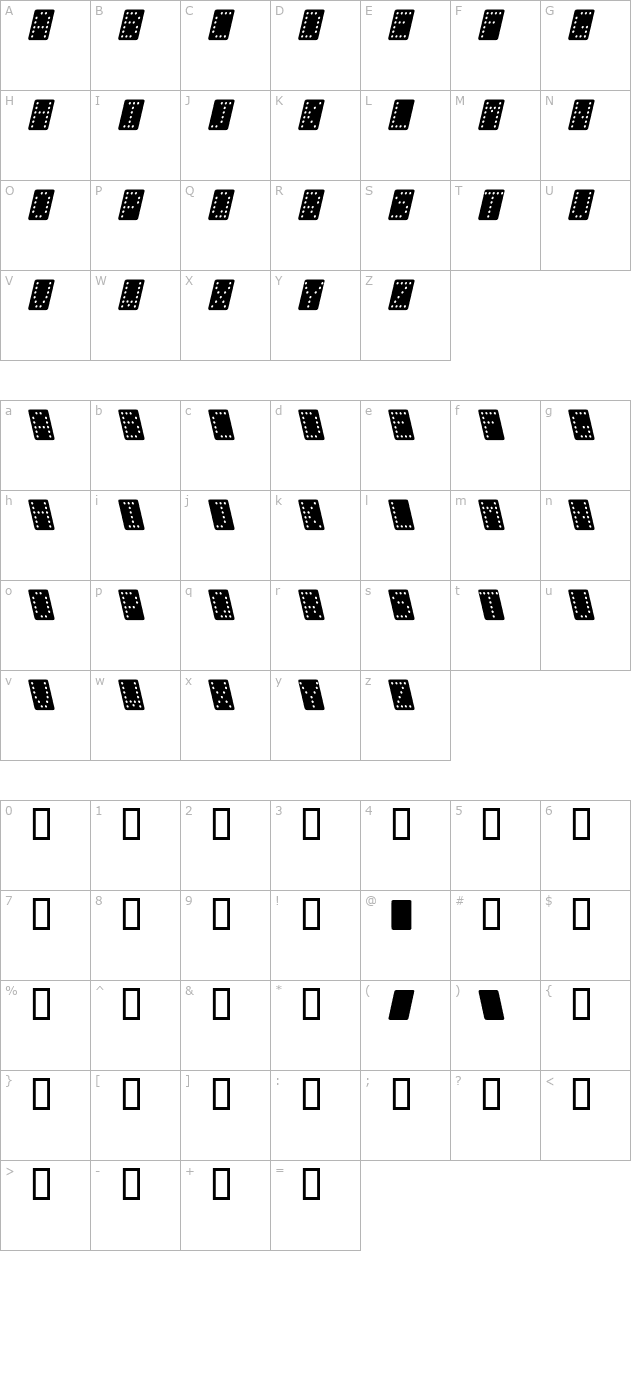 domino-normal-kursiv character map