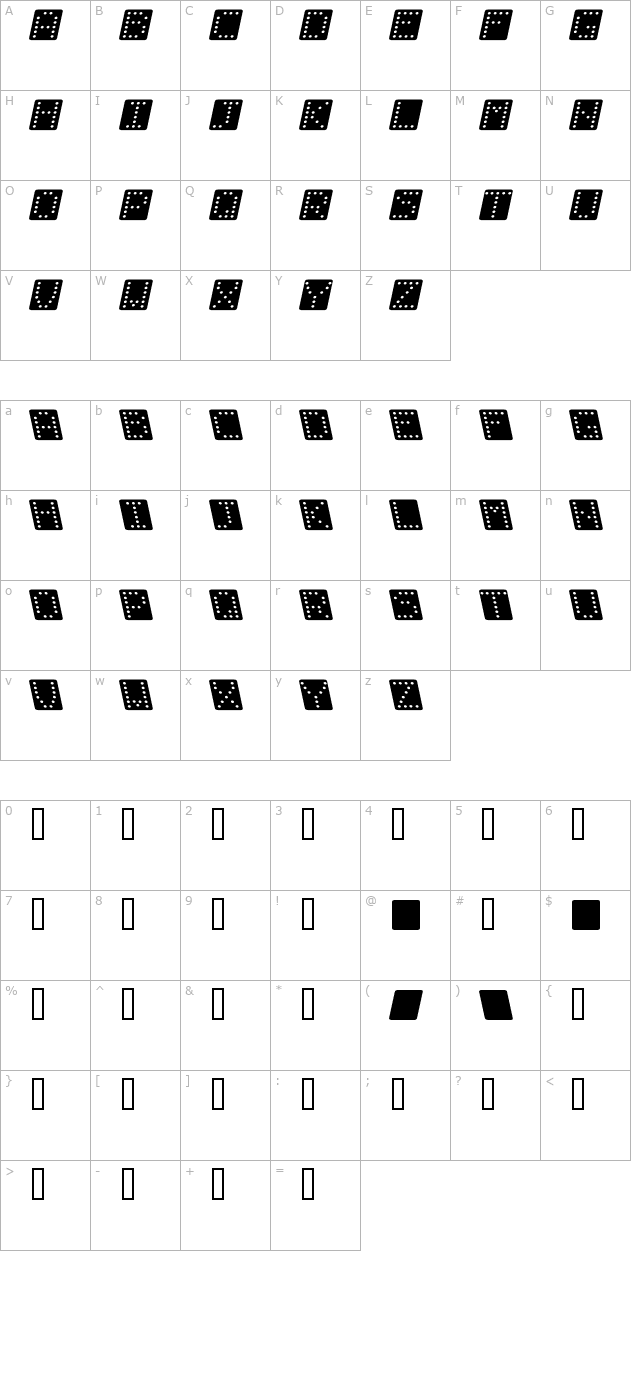 Domino square kursiv character map