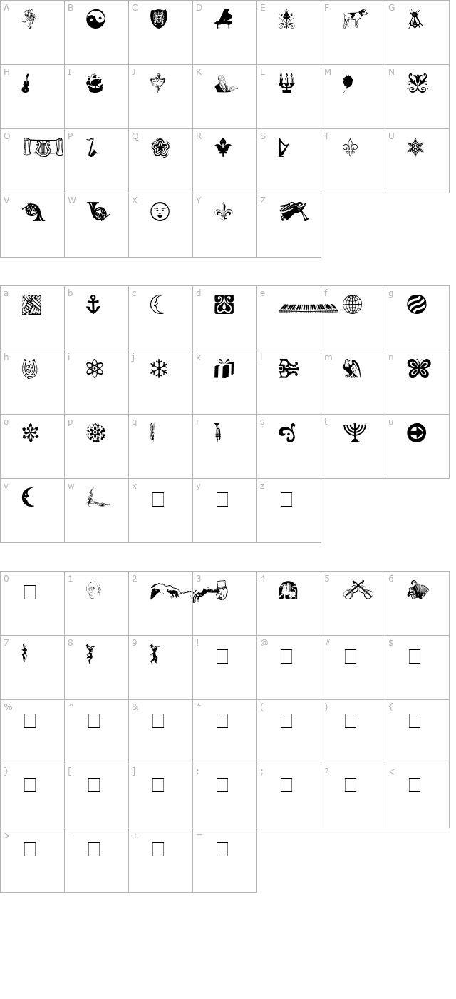 Doodle Dingbats One SSi character map