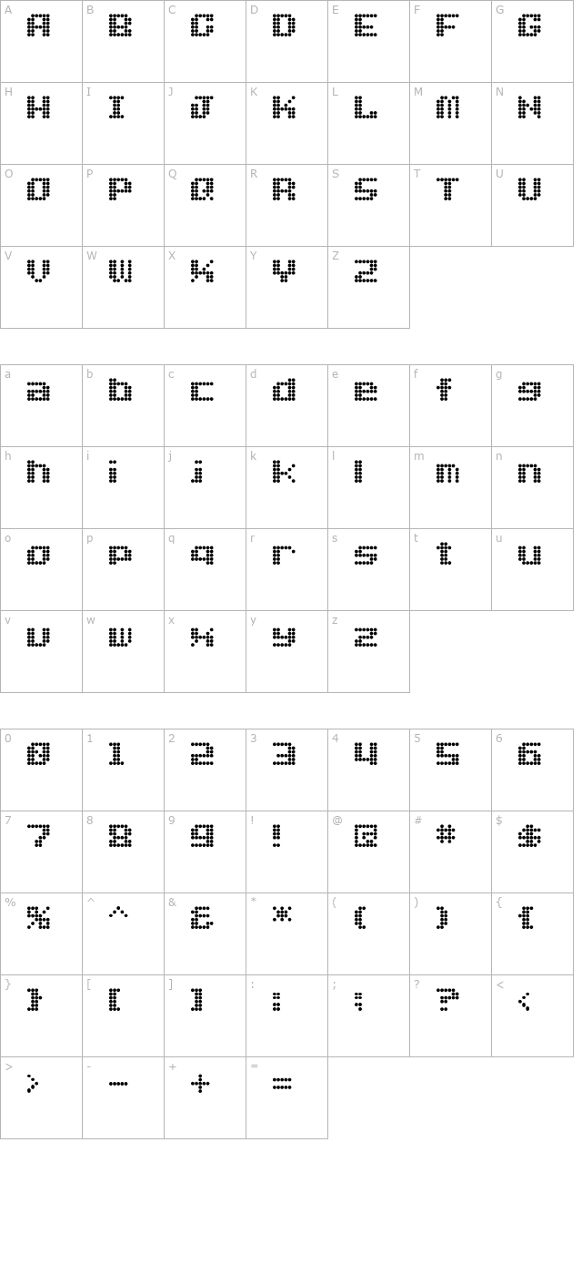 dot-font character map