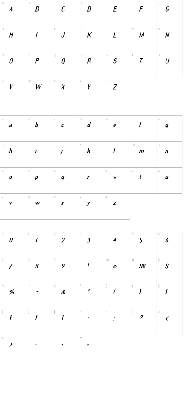 draft-plate-black-italic character map