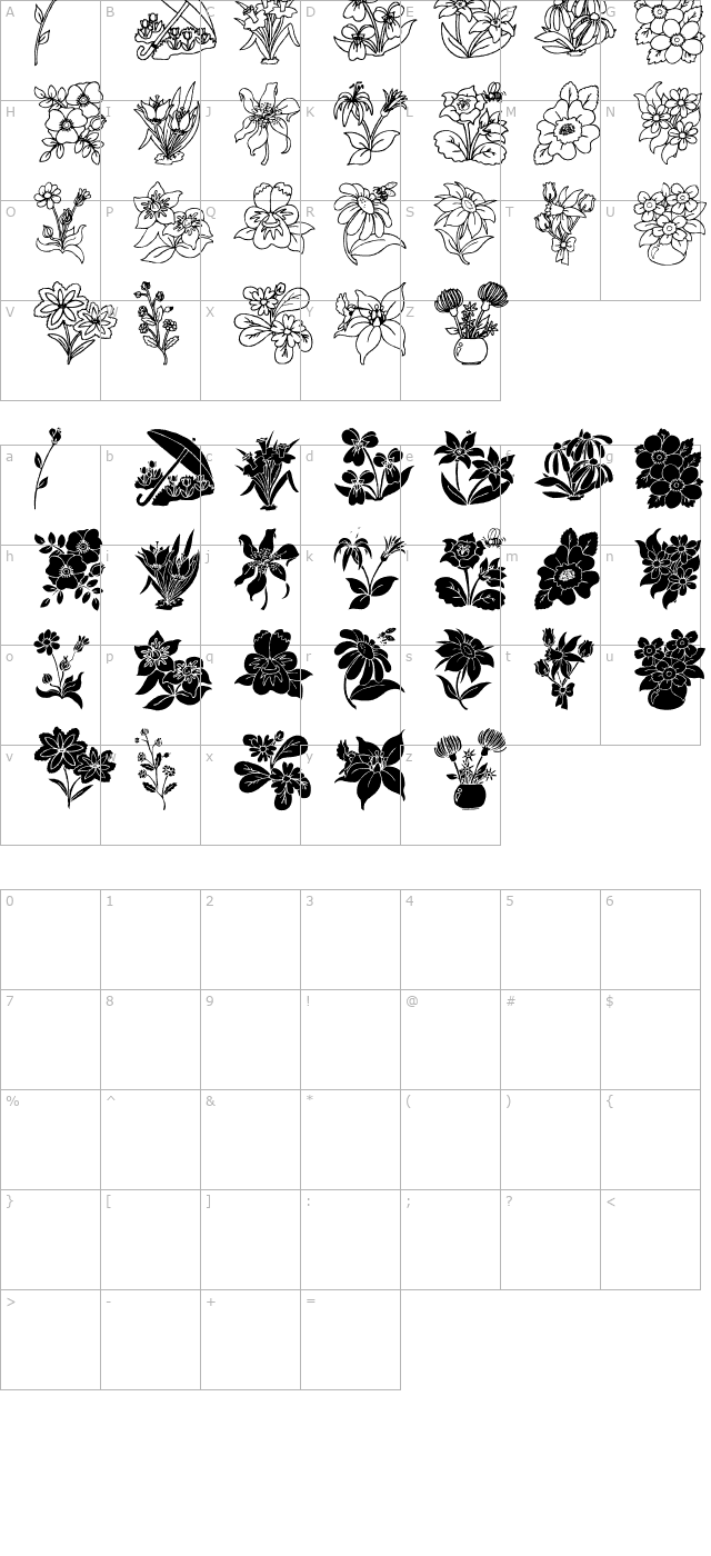 DT Flowers 2 character map
