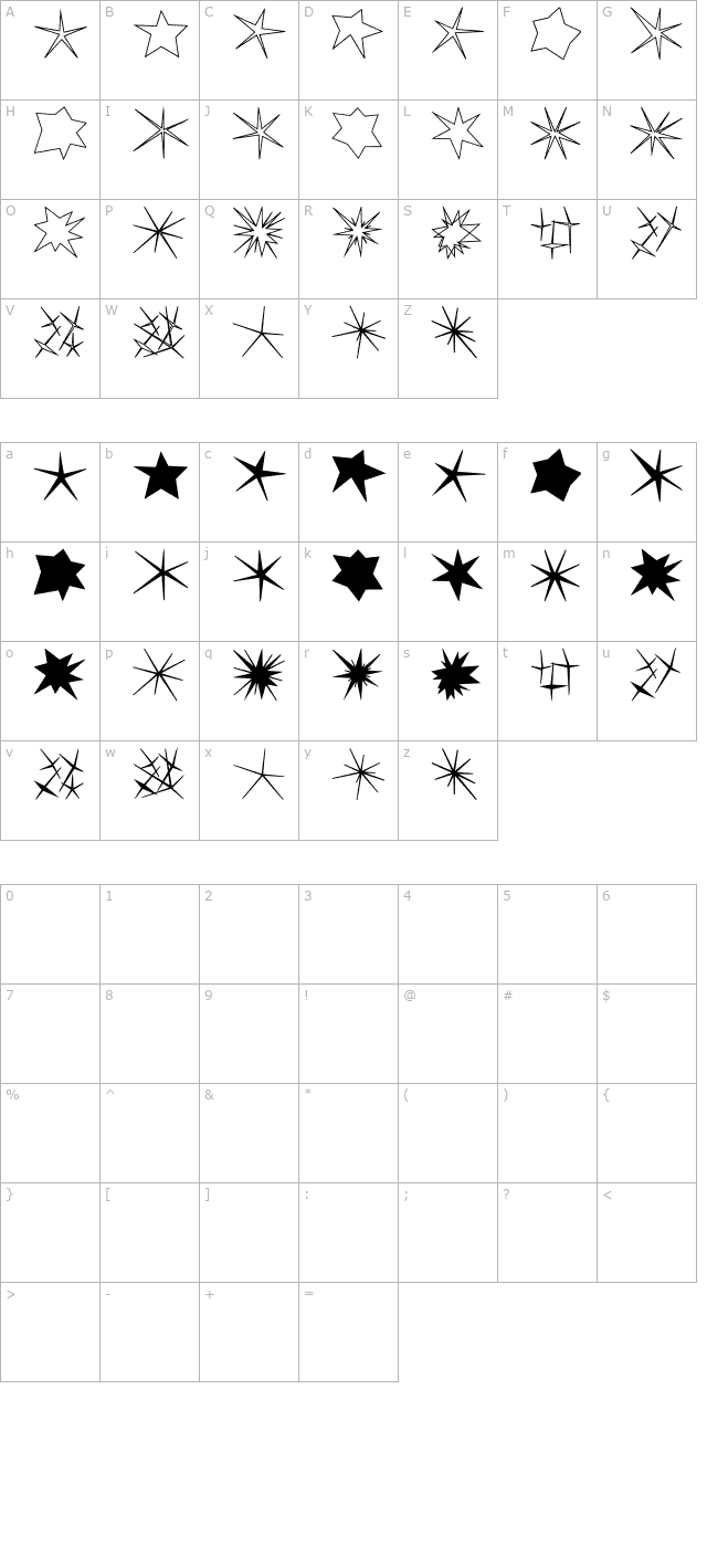 DT Twinkle Twinkle character map