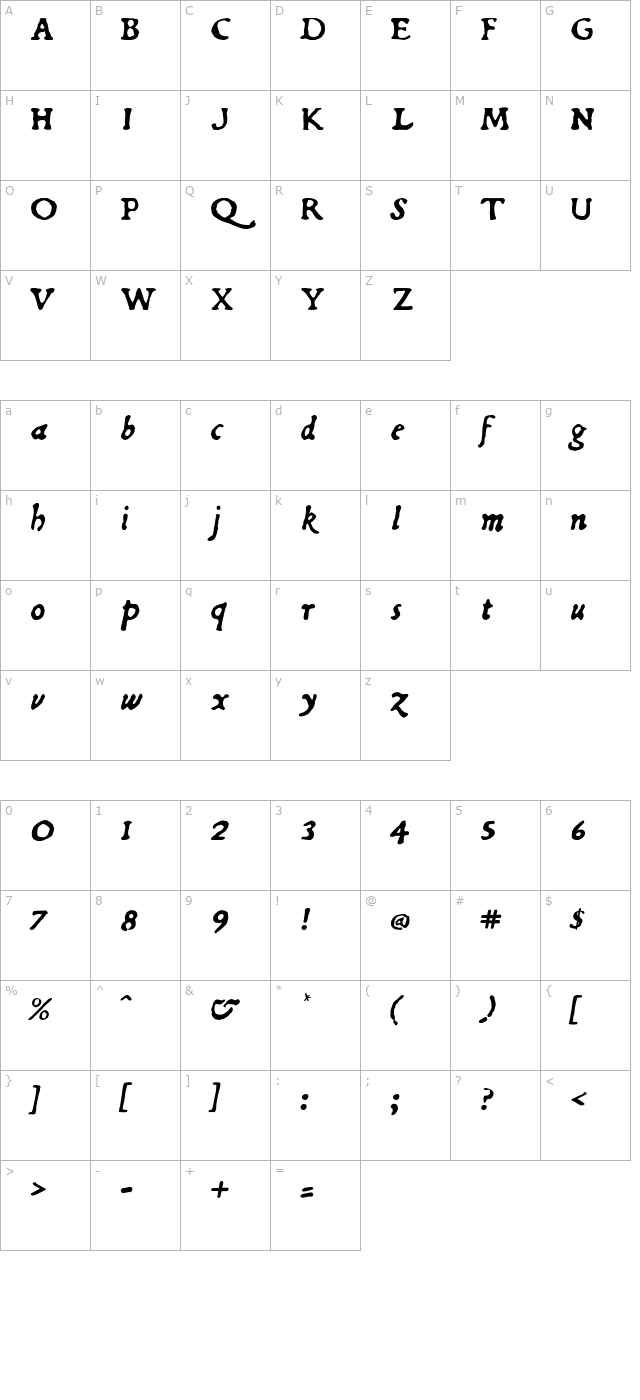 du-bellay-italic character map