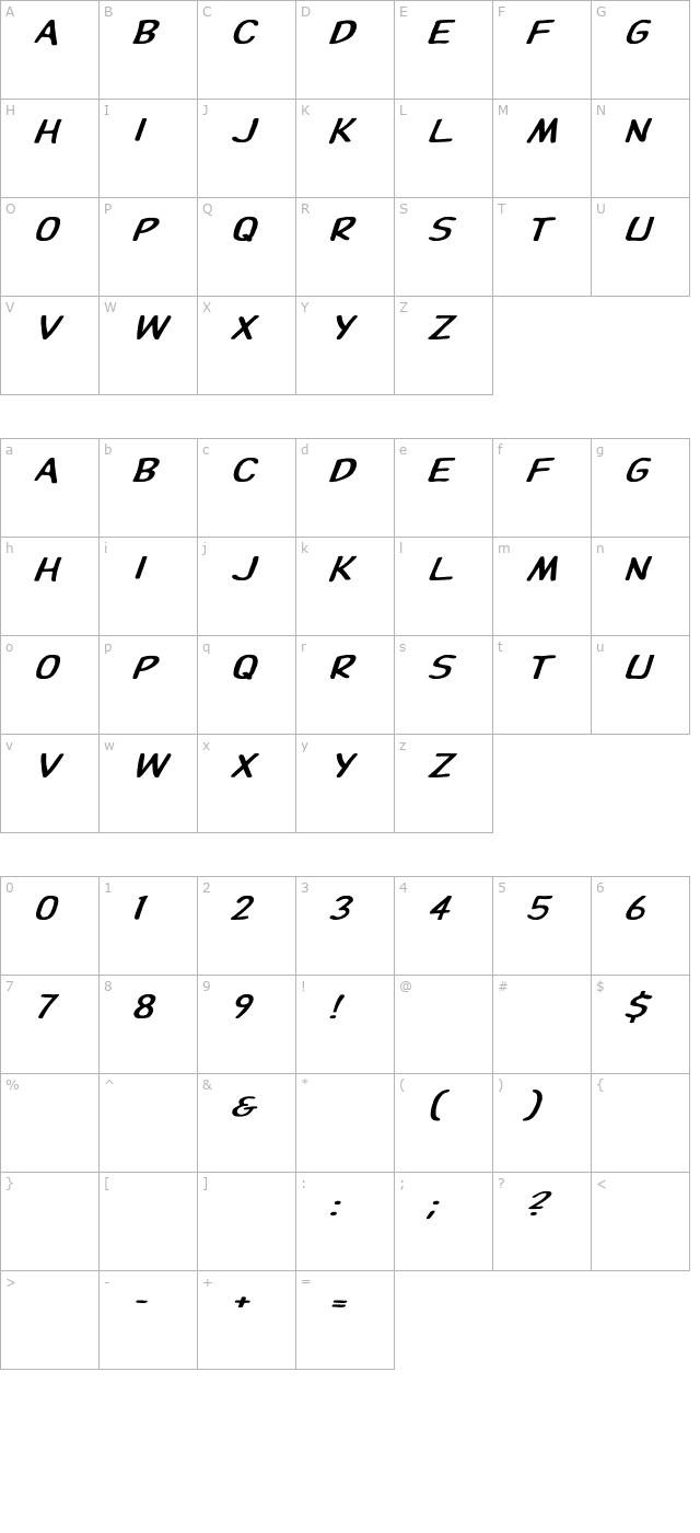 dupuy-wd-bold-italic character map