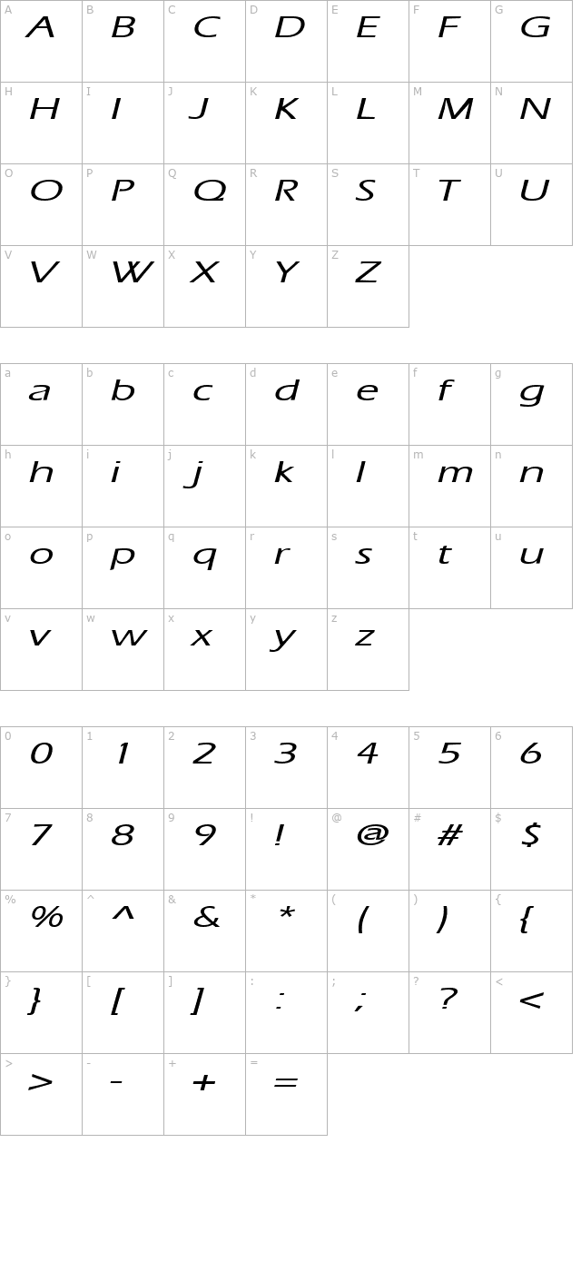 eric-extended-italic character map